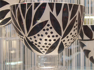 A glass bowl by Gillies Jones