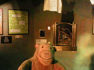 Mr Monkey looking around the exhibition
