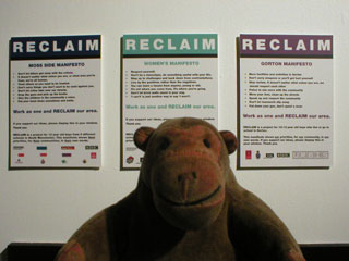 Mr Monkey with some of the RECLAIM manifestos