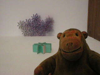 Mr Monkey looking at Jennifer Yang's smaller Kaleidoscope pieces