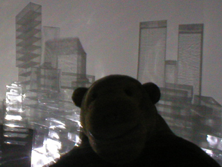 Mr Monkey looking at the shadow buildings of Crystal City 004 by Wu Chi-Tsung