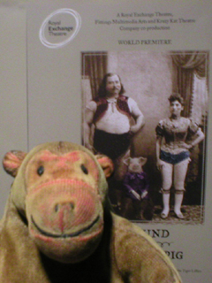 Mr Monkey with the Bearded Lady (Sally Clay) and Mr Mesmo (Kinny Gardner) before the performance