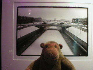 Mr Monkey looking at Princess Parkway, Hulme, Manchester, 6 January 1979 by Kevin Cummins