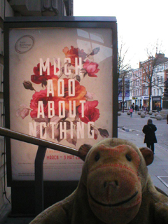 Mr Monkey looking at the Much Ado About Nothing poster