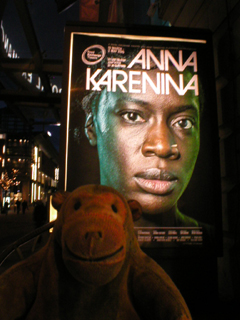 Mr Monkey looking at the Anna Karenina poster