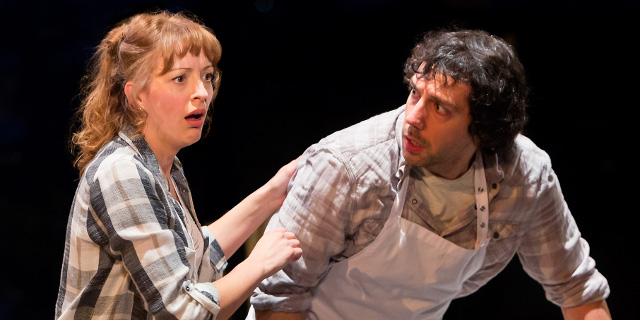 Amy Ellen Richardson as the Baker's Wife and Alex Gaumond as the Baker<br>(Royal Exchange Production photo by Jonathon Keenan)