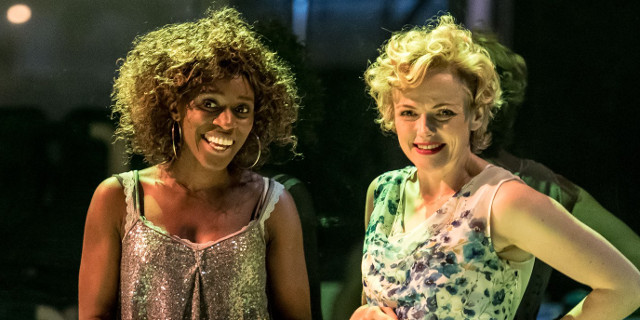 Sharon Duncan-Brewster as Stella Kowalski and Maxine Peake as Blanche DuBois (Royal Exchange Production photo by Manuel Harlan)