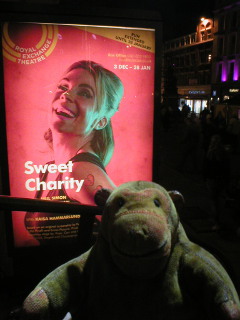 Mr Monkey looking at the poster for Sweet Charity