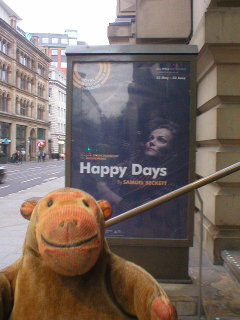 Mr Monkey looking at the poster for Happy Days
