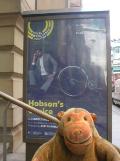Mr Monkey looking at the poster for Hobson's Choice