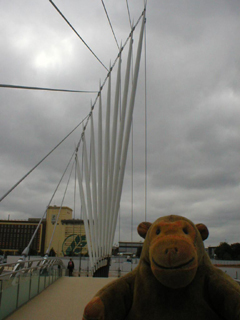 Mr Monkey looking at the new footbridge at MediaCityUK