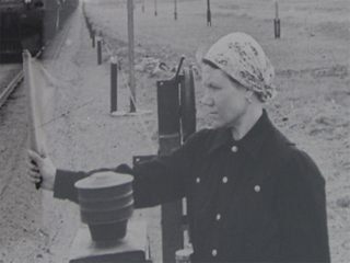 A Soviet railway worker in Kazakhstan