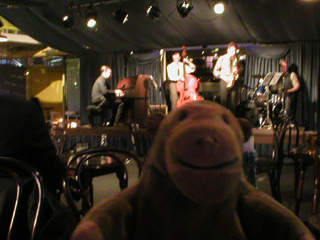 Mr Monkey watching the band at the Club de Mars