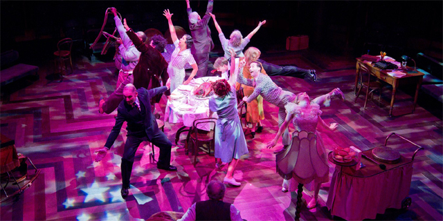 Exuburant dancing by the entire cast (Royal Exchange Theatre production photo)