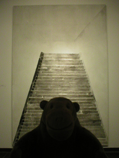 Mr Monkey looking at The corner of stairs by Han Feng