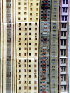 Detail of tracing paper skyscrapers by Han Feng