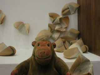Mr Monkey looking at the Re: installation by Samantha Y Huang