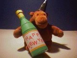 Mr Monkey opens the champagne