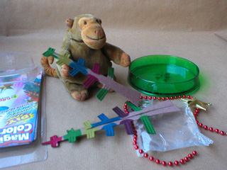 Mr Monkey checking that all the parts are there