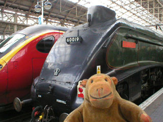 Mr Monkey looking at the front of the Bittern and a Pendolino