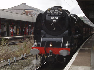 6233 Duchess of Sutherland arriving at Stockport station