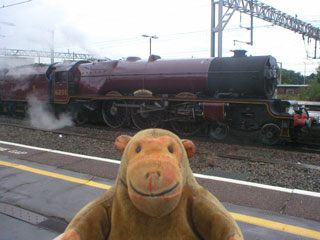 Mr Monkey watching 6201 Princess Elizabeth waiting at Stockport station