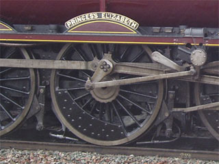The nameplate and central driving wheel of Princess Elizabeth
