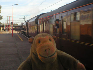 Mr Monkey watching the Scarborough Flyer slowing to a halt