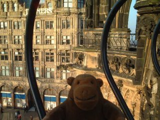 Mr Monkey half way up the Scott Monument