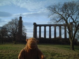 Mr Monkey in front of the National Monument