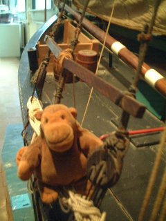 Mr Monkey on a model fishing boat
