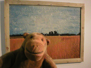 Mr Monkey looking at one of Gareth Chadderton's Untitled pieces