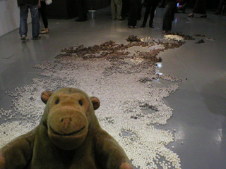 Mr Monkey looking at Untitled by Laura Nathan from the pure end