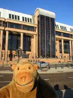 Mr Monkey looking at Newcastle Crown Court