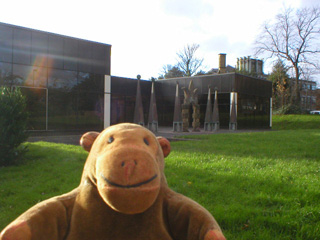 Mr Monkey looking at 'Garden Front' at Jesmond Metro station