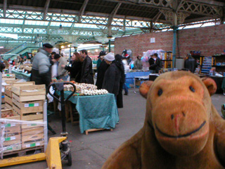 Mr Monkey in the Sunday market at Tynemouth station