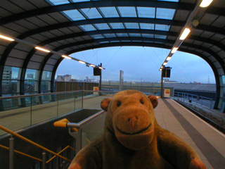 Mr Monkey looking towards London from the airport station