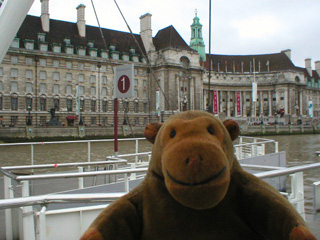Mr Monkey looking at the old County Hall building