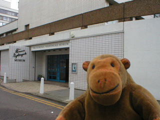 Mr Monkey outside the front door of the Florence Nightingale Museum