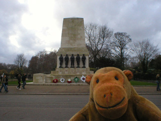 Mr Monkey looking at the Guards Memorial