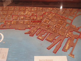 A model showing the area that burned down