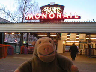 Mr Monkey at the monorail station at the Seattle Centre