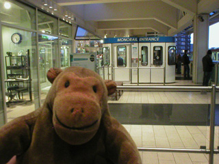 Mr Monkey in the monorail station at the Westlake Centre