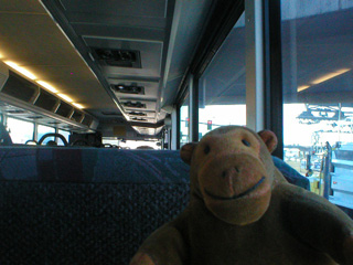 Mr Monkey on a Sounder Transit bus to Tacoma