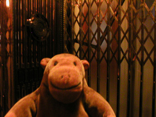 Mr Monkey in a Smith Tower elevator