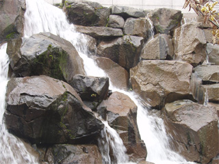 Tumbling water in the Waterfall Garden