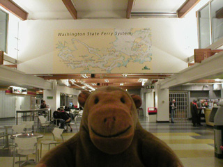 Mr Monkey at the Washington State Ferry System map