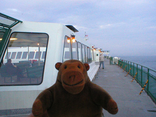 Mr Monkey looking back along the sun deck from the prow