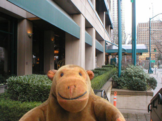 Mr Monkey outside the Renaissance hotel