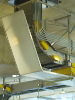 The conveyor taking books up to level 2